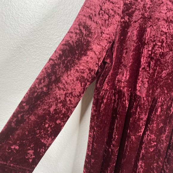 Vintage All That Jazz Womens Crushed Velvet Whimsigoth Vamp Dress Burgundy Sz 18 - Picture 5 of 10